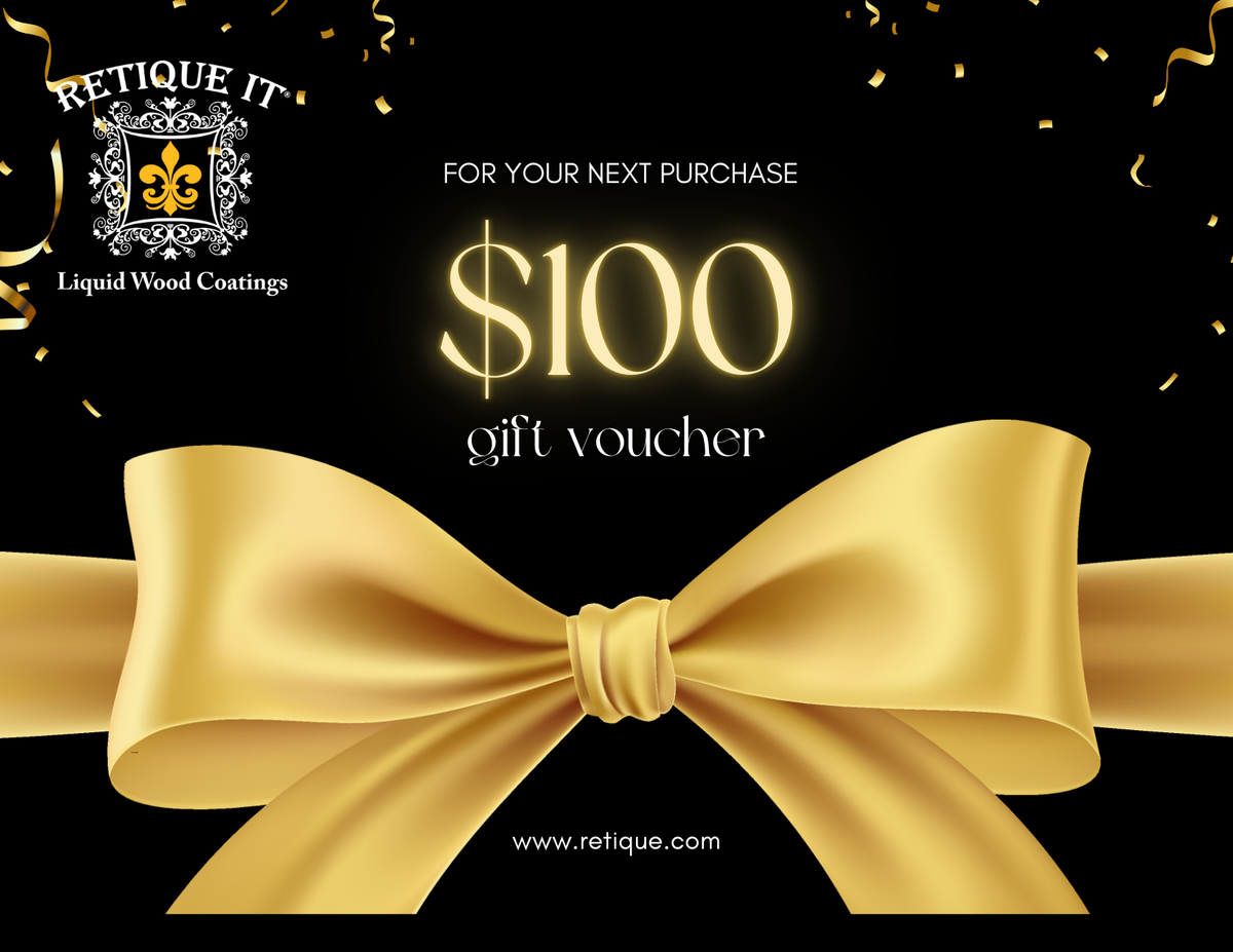 Retique It® gift card featuring elegant design, perfect for gifting or special occasions, with the Retique It® branding visible.