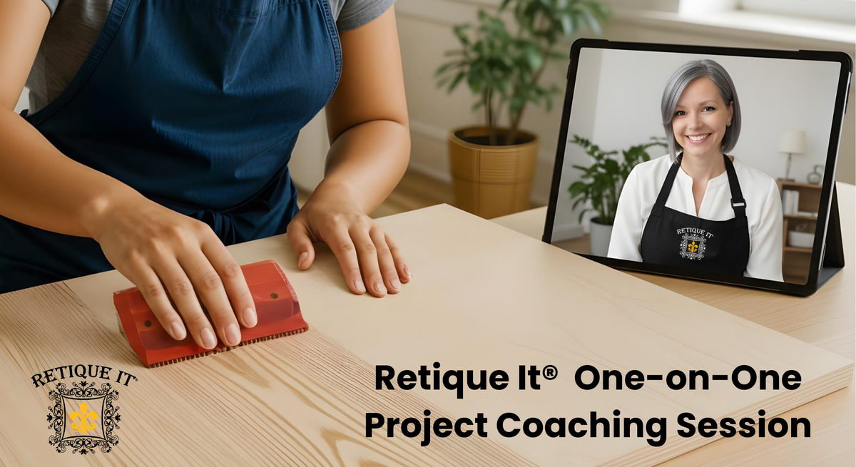 Digital image showing a professional finish technique session by Retique It® for enhancing furniture with expert craftsmanship.
