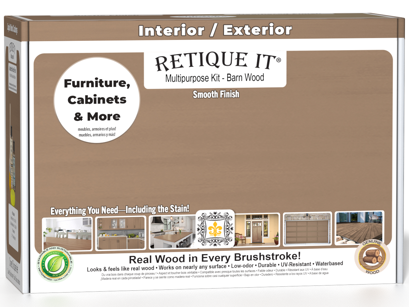 Retique It® Multi-purpose Smooth Finish Kit in Barn Wood, wood finishing kit with smooth textured finish and natural wood appearance.