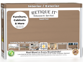 Retique It® Wood'n Finish Kit in barn wood, multi-purpose interior top coat with smooth matte finish for wood surfaces.