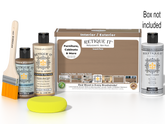 Retique It® Multi-purpose Smooth Finish Kit in Barn Wood with exterior top coat, includes wood finish and application tools.