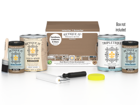 Retique It® Barn Wood Multi-purpose Smooth Finish Kit with four large interior top coats in a barn wood style.