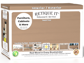Large Barn Wood Multi-purpose Smooth Finish Kit by Retique It® for exterior wood top coating, includes kit box and product components