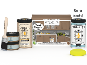 Retique It® Wood'n Cabinet Kit with 12 smooth barn wood doors, stain finish, for kitchen or storage cabinet renovation.