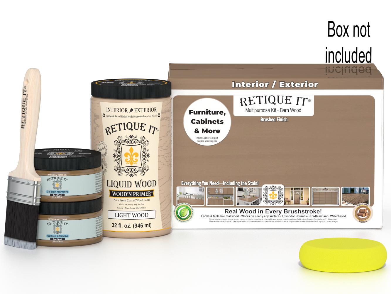 Large Barn Wood Multi-purpose Smooth Finish Kit by Retique It® Wood'n Finish Kits, includes tools and materials for wood finishing.