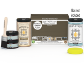 Large black walnut wood finish kit by Retique It® for interior top coats, includes smooth finish products in a sturdy box.