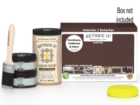 Large Java wood finish kit from Retique It® with smooth finish and multiple tools, displayed in box.