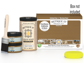 Large Pecan wood finish kit from Retique It® with smooth finish, including brushes and finishing tools for wood projects.