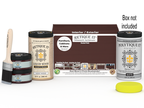Retique It® Multi-purpose Smooth Finish Kit (Large) in Red Mahogany for exterior wood top coating, including tools and materials.