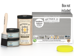 Large Weathered Wood Multi-purpose Smooth Finish Kit by Retique It® Wood'n Finish Kits with box and tools.