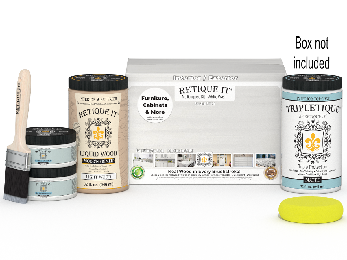 Large white wash interior top coat from Retique It® Wood'n Finish Kits, smooth finish for multi-purpose wood surfaces.
