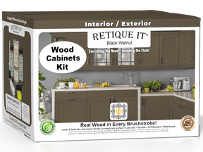 Black Walnut Wood'n Cabinet Kit with 48 smooth doors by Retique It®, featuring stain finish for a modern cabinet look.