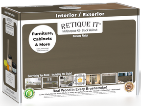 Retique It® Black Walnut Multi-purpose Smooth Finish Kit for wood furniture and projects, featuring a sleek black walnut finish.