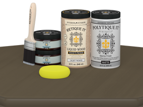 Large black walnut wood finish kit with matte exterior top coat from Retique It® for smooth, durable wood surface finishing.
