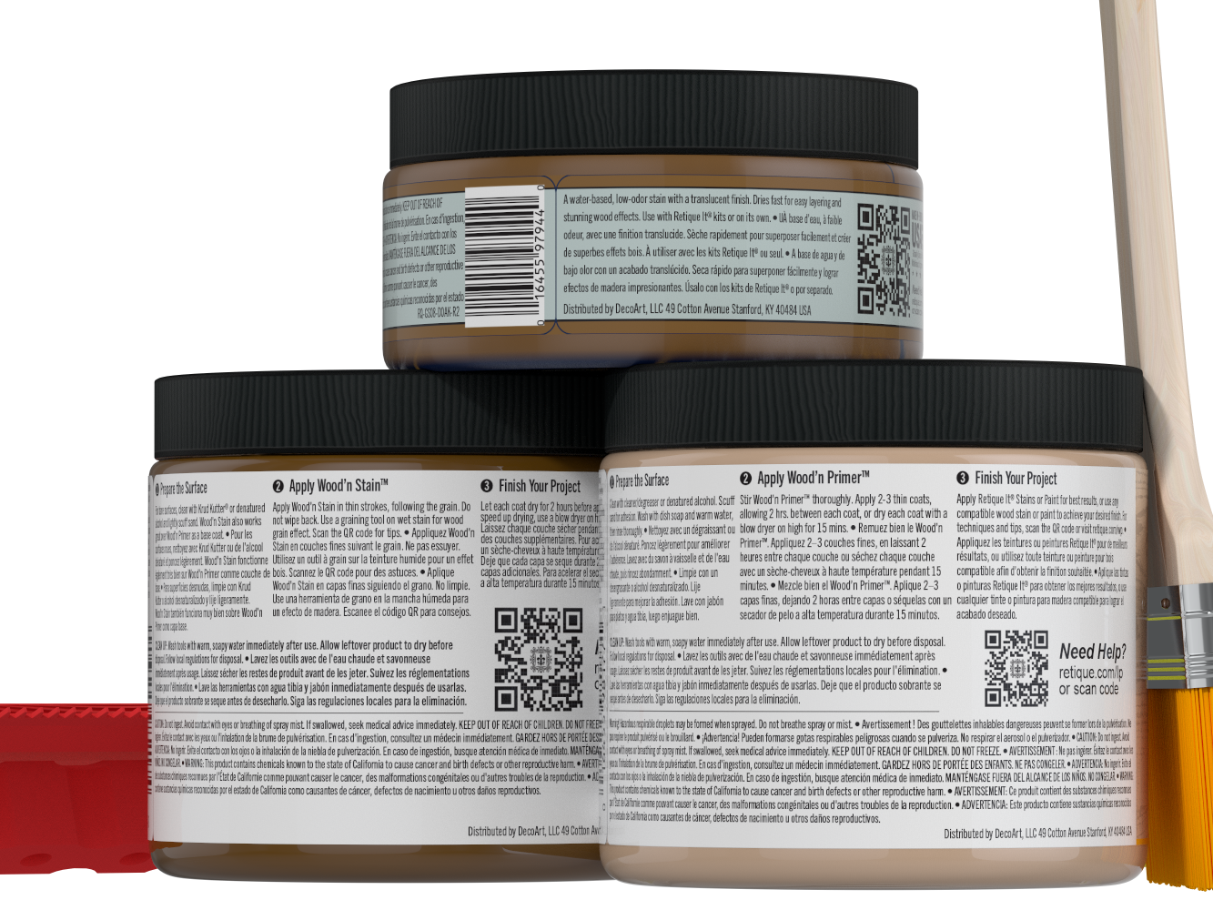 Dark oak Multi-purpose Wood'n Kit by Retique It® showing a complete wood finish kit for furniture restoration.