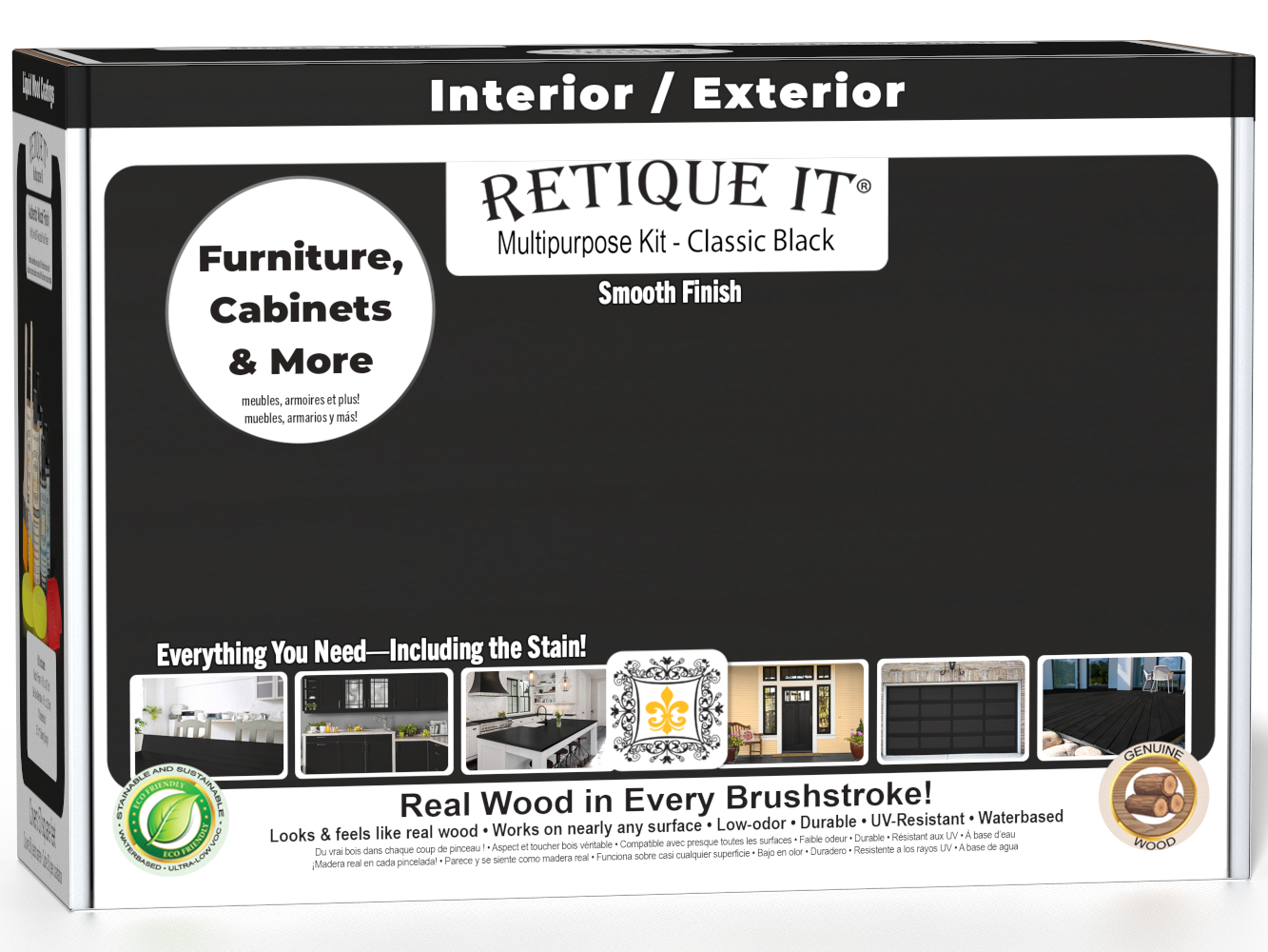 Retique It® Multi-purpose Smooth Finish Kit in classic black, exterior top coat with matte finish for wood surfaces.