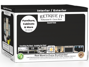Retique It® Multi-purpose Smooth Finish Kit in classic black for wood exterior, includes 4 large top coat matte finish paint containers.