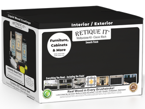 Retique It® Multi-purpose Smooth Finish Kit in classic black with exterior top coat and matte finish for wood projects.