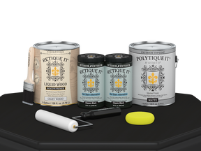 Retique It® Multi-purpose Smooth Finish Kit for wood, classic black exterior top coat, includes four large matte finish containers.