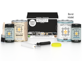 Retique It® Multi-purpose Smooth Finish Kit in classic black for interior wood projects, includes four large top coat bottles.