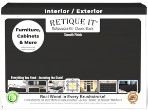 Retique It® Multi-purpose Smooth Finish Kit Large in classic black with exterior top coat and matte finish, designed for wood surfaces.