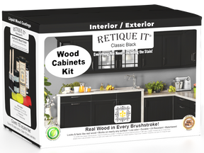 Retique It Wood'n Cabinet Kit with 12 smooth doors in classic black, designed for staining and cabinet renovation.