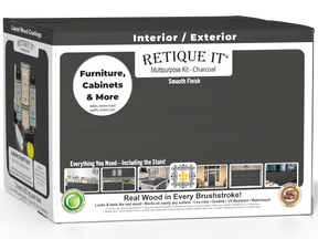 Retique It® Multi-purpose Smooth Finish Kit in charcoal, 4-piece interior top coat wood finishing set with smooth texture.