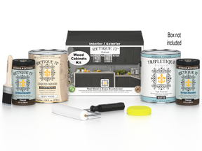 Retique It® Wood'n Cabinet Kit with 48 charcoal-colored smooth stained cabinet doors and hardware in a box.