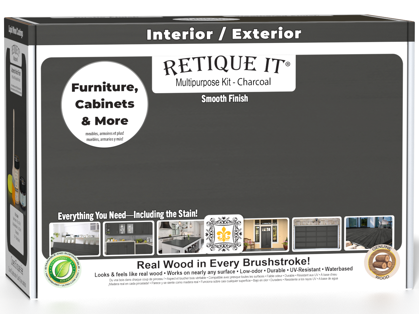 Retique It® Multi-purpose Smooth Finish Kit in Charcoal, interior top coat for wood furniture and surfaces.