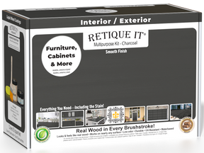Retique It® Multi-purpose Smooth Finish Kit (Med) in charcoal for exterior wood surfaces, including top coat application.