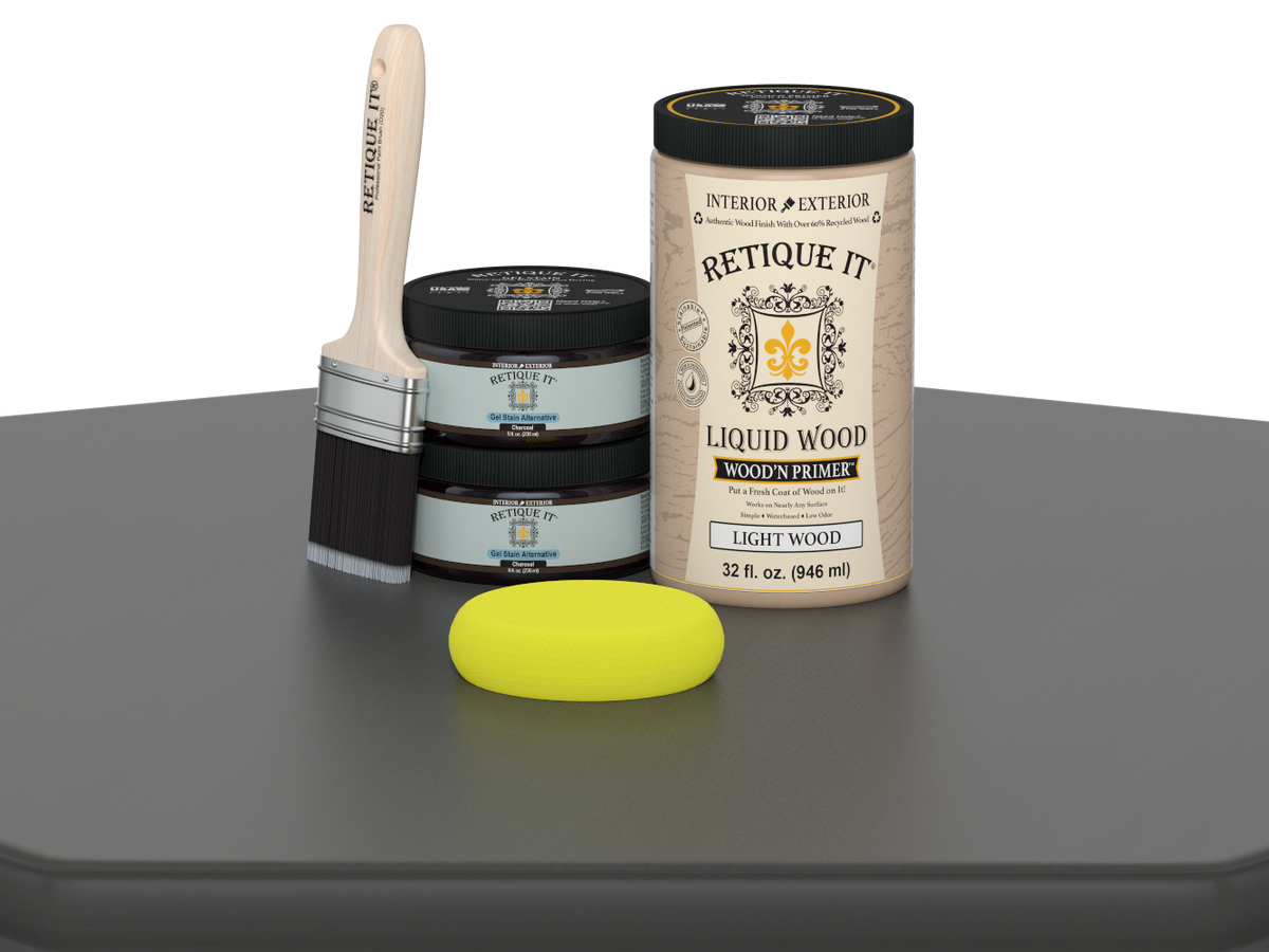 Retique It® Wood'n Cabinet Kit with 12 charcoal-colored, smooth doors, perfect for staining and enhancing cabinet furniture.