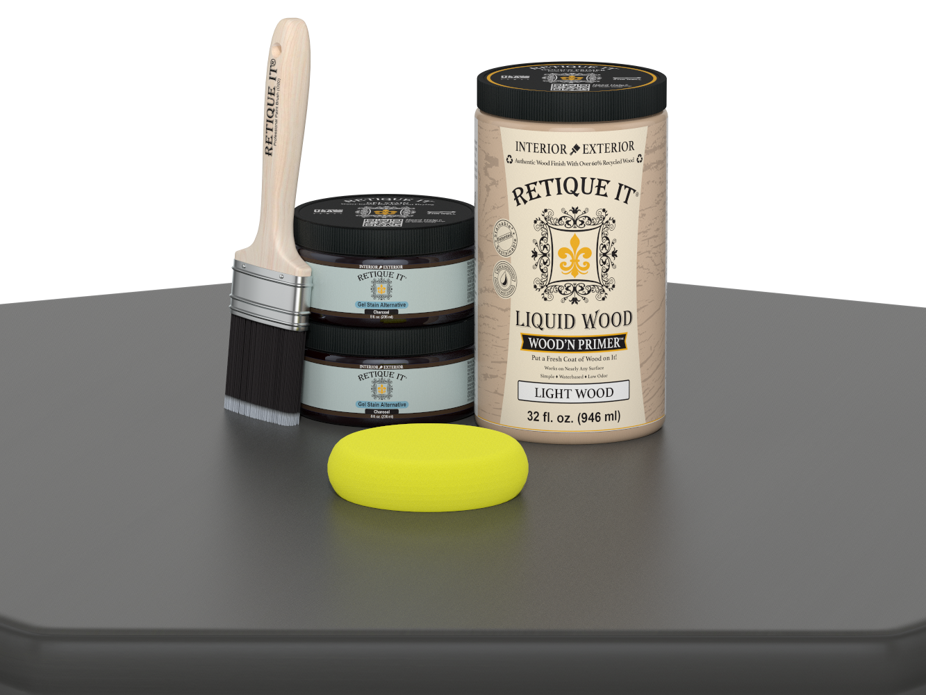 Retique It® Wood'n Cabinet Kit with 12 charcoal-colored, smooth doors, perfect for staining and enhancing cabinet furniture.
