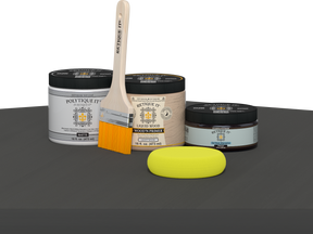 Retique It® Multi-purpose Smooth Finish Kit in charcoal for exterior wood projects, featuring a matte top coat application.