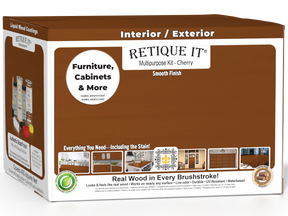 Retique It® Multi-purpose Smooth Finish Kit in cherry color, includes four large wood finishing tools in a box.