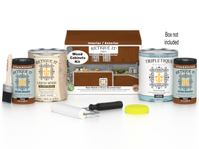 Retique It® Wood'n Cabinet Kit with 48 cherry-colored doors, smooth finish, stain for woodworking and cabinet projects.