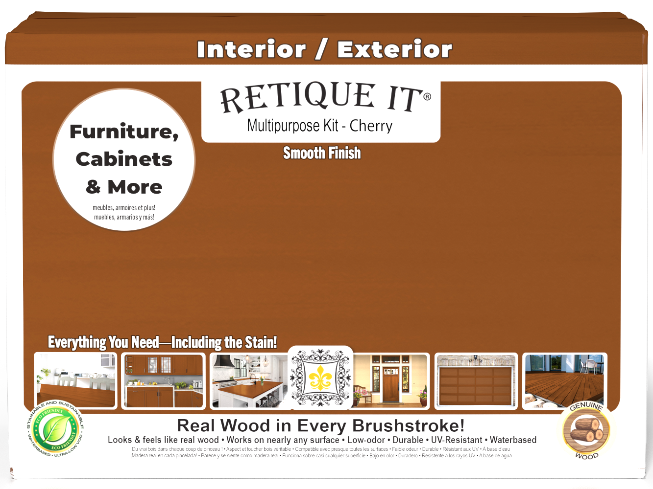 Large Cherry wood finish kit by Retique It® featuring smooth finish wood products in a multi-purpose kit.