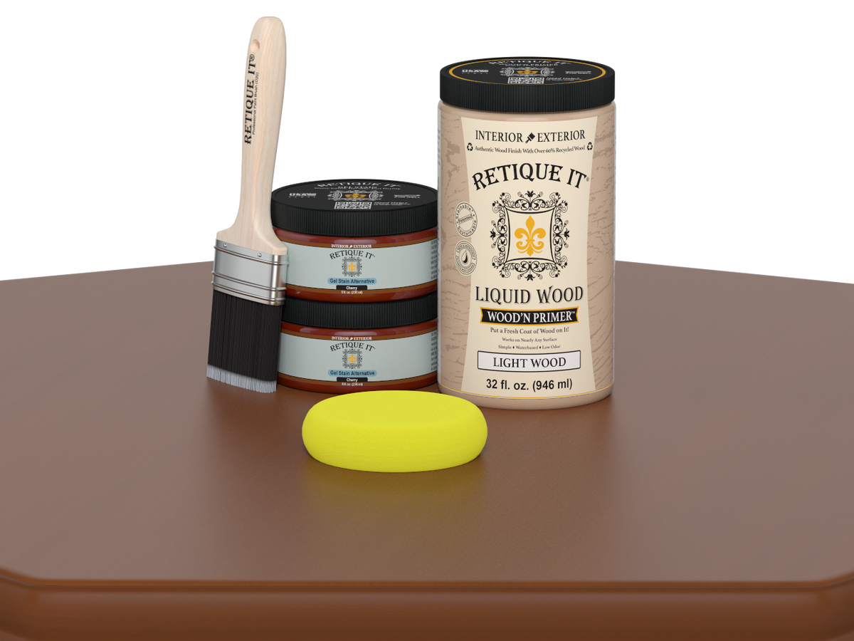 Retique It® Wood'n Cabinet Kit in Cherry stain with 12 smooth doors, ideal for enhancing wood cabinets with a rich cherry finish.