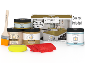Retique It® Old Oak stained kitchen island countertop kit with wood grain finish and natural appearance.