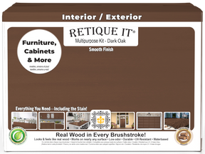 Retique It® Wood'n Finish Kits dark oak interior top coat in a multi-purpose smooth finish kit with four large containers.