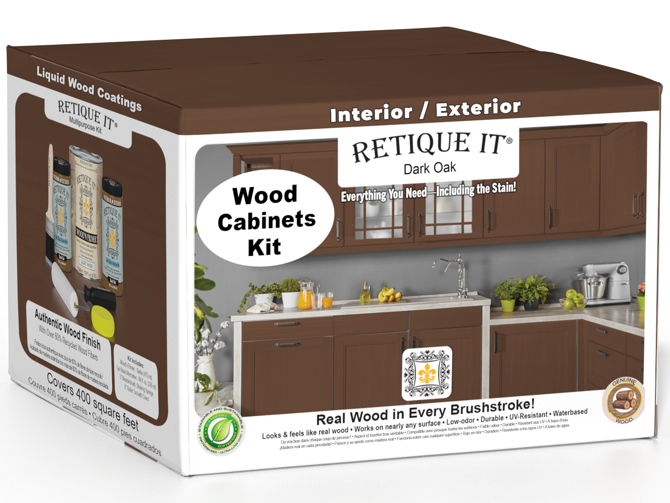 Dark oak Wood'n Cabinet Kit with 48 smooth doors by Retique It® for staining cabinet projects.