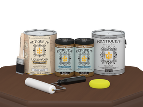 Retique It® Multi-purpose Smooth Wood'n Finish Kit in Dark Oak, exterior top coat with matte finish, includes four large bottles.