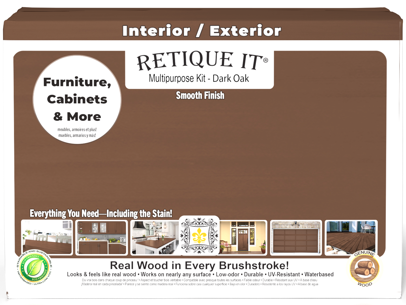 Dark oak Wood'n Cabinet Kit with 12 smooth doors, designed for cabinet staining by Retique It®.