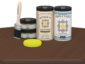 Large Dark Oak Multi-purpose Smooth Finish Kit by Retique It® for wood interior top coat, featuring matte wood finish and application tools
