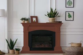 Retique ItÂ® Wood'n Finish Kit in Red Mahogany, multi-purpose interior top coat for wood, shown with grained fireplace finish.