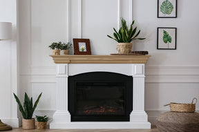 Retique It® Raw Wood Kit in dark wood finish, medium size, showing a textured fireplace mantle with natural wood grain details.