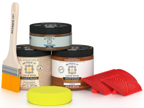 Retique It® Wood'n Finish Kit in cedar, medium-sized, featuring wood stain and finish tools for multi-purpose wood finishing projects.