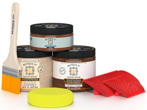 Retique It® Wood'n Finish Kit in Vintage Cherry, medium-sized set with brushes and finishing supplies for wood furniture.