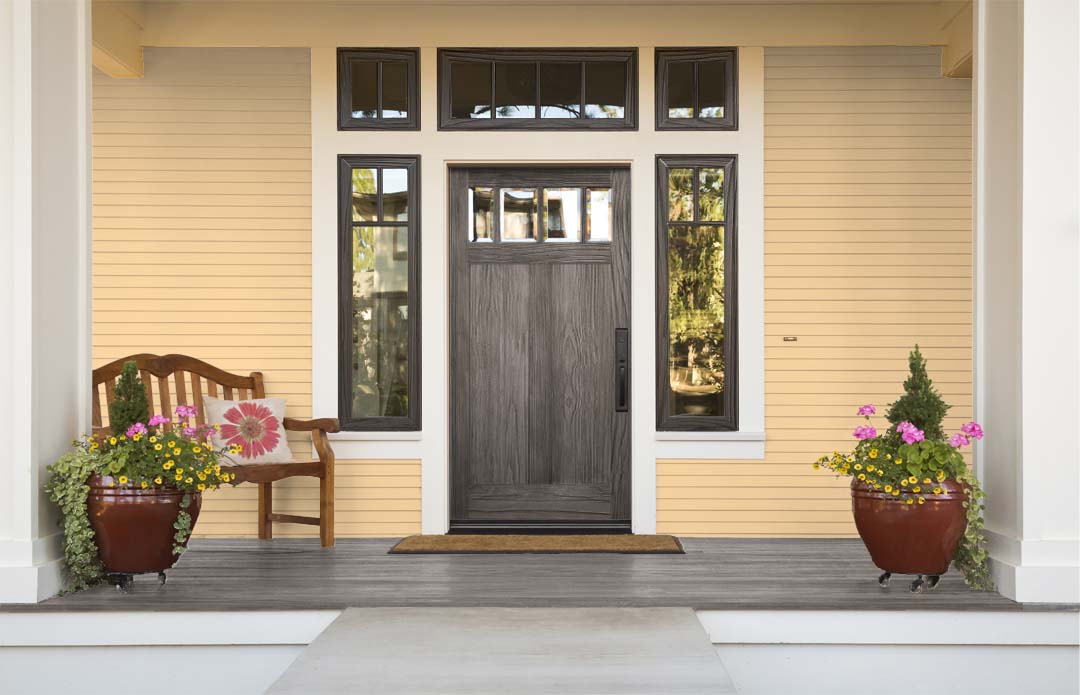 Retique It Wood'n Kit in Harbor Gray for furniture and wood finishing, featuring a grained finish on a door surface.
