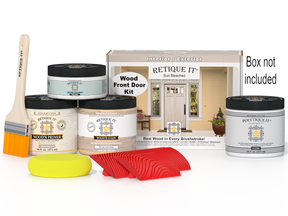 Retique It® Wood'n Finish Front Door Kit in Sun Bleached, featuring a ready-to-apply wood finish for exterior doors.