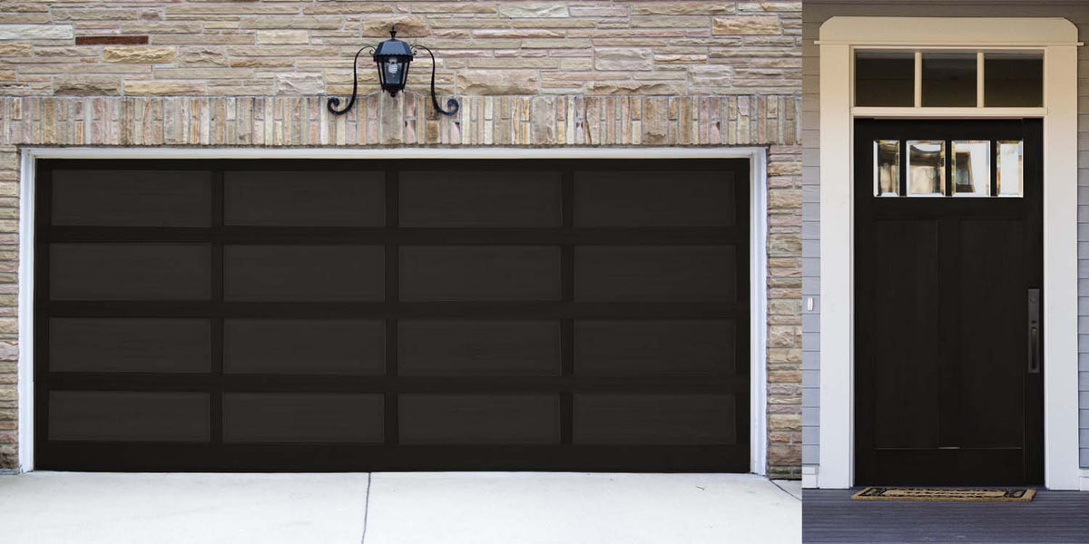Retique It Multi-purpose Smooth Finish Kit in Classic Black for exterior wood surfaces with a matte top coat, ideal for garage doors.